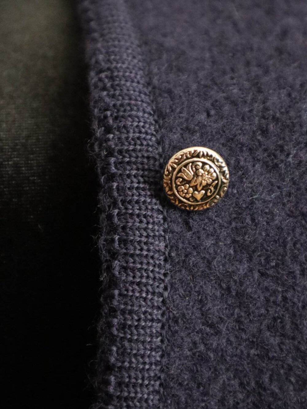 Vtg Carroll Reed 100% Boiled Wool Cardigan Jacket Sz 16/XL Indigo Blue Nordic - Picture 7 of 12